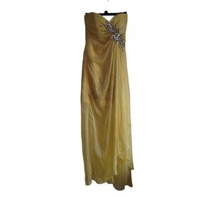 NWT Kiss Kiss Yellow formal beaded sequin gown